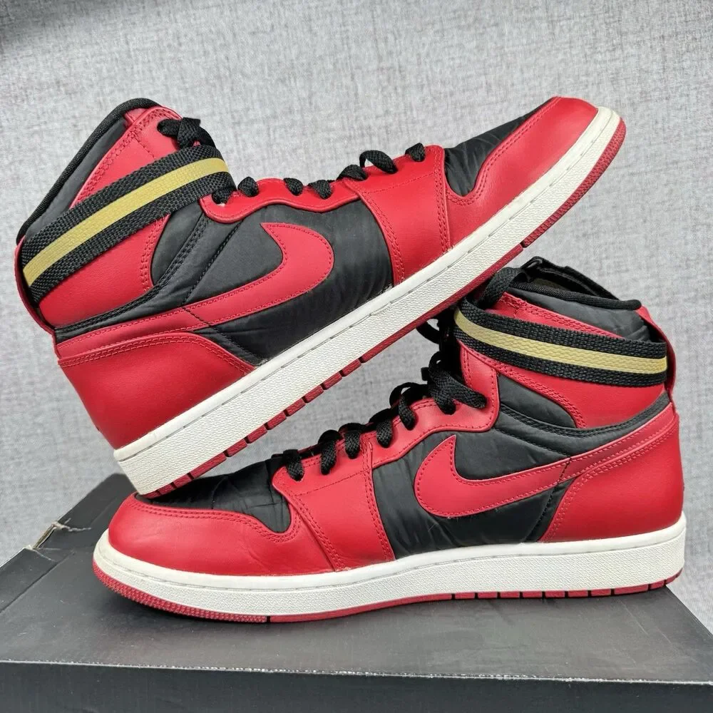 Nike Air Jordan 1 Strap High Gym Red Black Bred Sneakers Shoes Men's 13